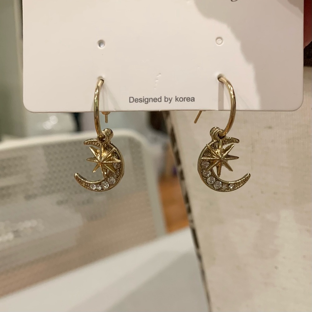 NEW and never worn star and moon earrings